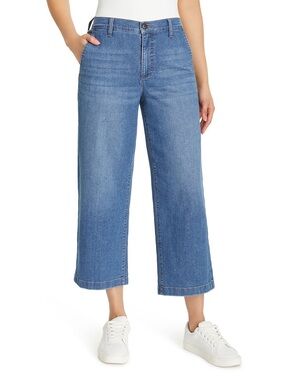Ella Moss Medium Blue Wide-Leg Cropped Jeans Size 8
